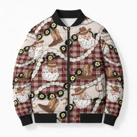 Cowboy Hawaii Mele Kalikimaka Bomber Puffer Jacket Paniolo Kukui Nut Pikake Lei Burgundy Version LT14 Unisex Burgundy - Polynesian Pride