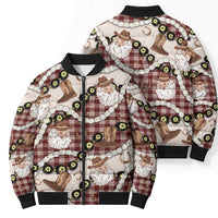 Cowboy Hawaii Mele Kalikimaka Bomber Puffer Jacket Paniolo Kukui Nut Pikake Lei Burgundy Version LT14 - Polynesian Pride