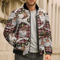 Cowboy Hawaii Mele Kalikimaka Bomber Puffer Jacket Paniolo Kukui Nut Pikake Lei Burgundy Version LT14 - Polynesian Pride