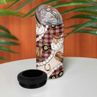 Cowboy Hawaii Mele Kalikimaka 4 in 1 Can Cooler Tumbler Paniolo Kukui Nut Pikake Lei Burgundy Version LT14 - Polynesian Pride