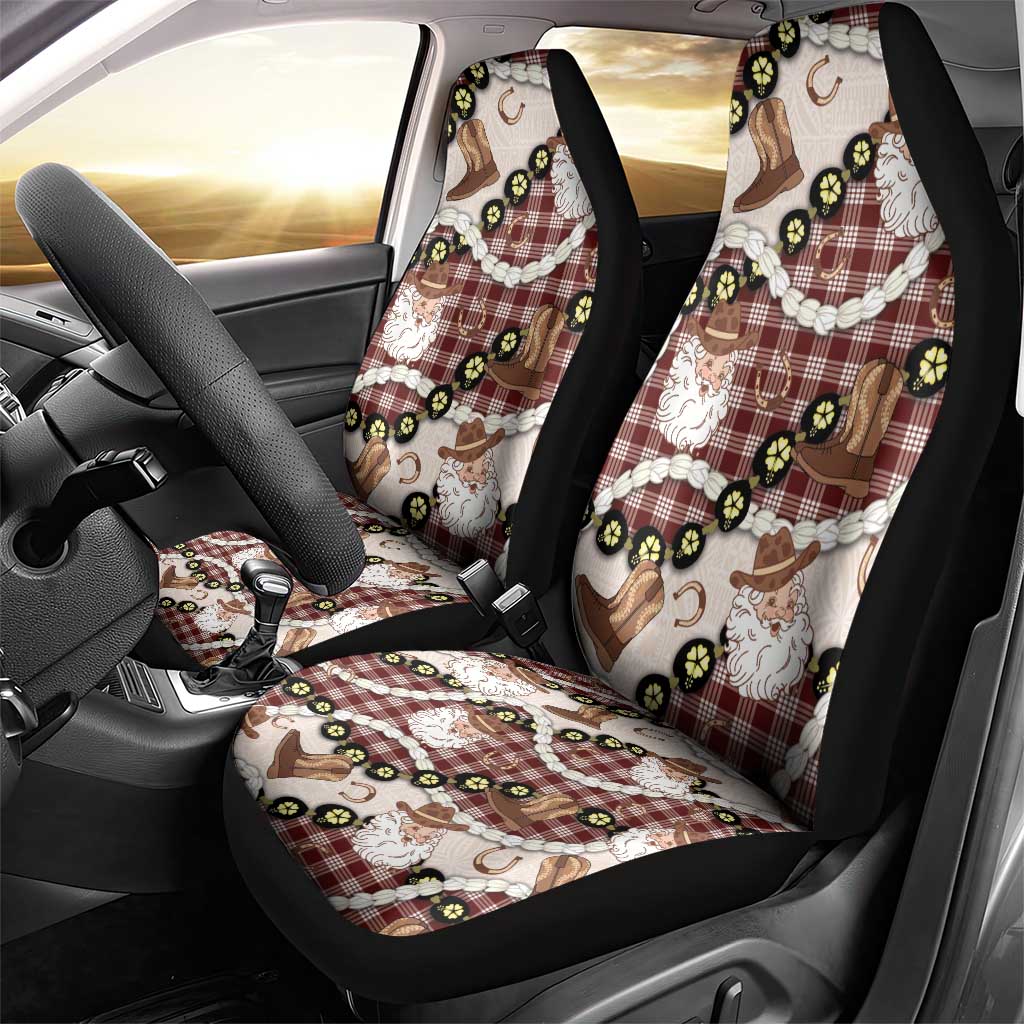 Cowboy Hawaii Mele Kalikimaka Car Seat Cover Paniolo Kukui Nut Pikake Lei Burgundy Version LT14 - Polynesian Pride