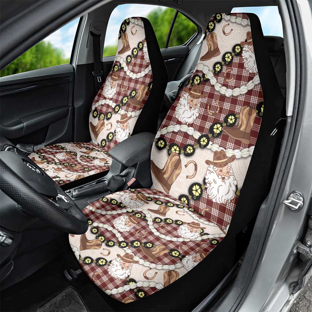 Cowboy Hawaii Mele Kalikimaka Car Seat Cover Paniolo Kukui Nut Pikake Lei Burgundy Version LT14 - Polynesian Pride