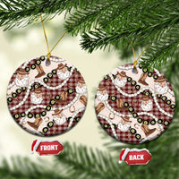 Cowboy Hawaii Mele Kalikimaka Ceramic Ornament Paniolo Kukui Nut Pikake Lei Burgundy Version LT14 Circle Burgundy - Polynesian Pride