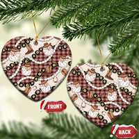 Cowboy Hawaii Mele Kalikimaka Ceramic Ornament Paniolo Kukui Nut Pikake Lei Burgundy Version LT14 Heart Burgundy - Polynesian Pride