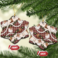 Cowboy Hawaii Mele Kalikimaka Ceramic Ornament Paniolo Kukui Nut Pikake Lei Burgundy Version LT14 Snow Flake Burgundy - Polynesian Pride