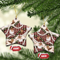 Cowboy Hawaii Mele Kalikimaka Ceramic Ornament Paniolo Kukui Nut Pikake Lei Burgundy Version LT14 Star Burgundy - Polynesian Pride