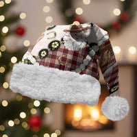 Cowboy Hawaii Mele Kalikimaka Christmas Santa Hat Paniolo Kukui Nut Pikake Lei Burgundy Version LT14 With Fur Burgundy - Polynesian Pride