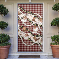Cowboy Hawaii Mele Kalikimaka Door Cover Paniolo Kukui Nut Pikake Lei Burgundy Version LT14 Burgundy - Polynesian Pride