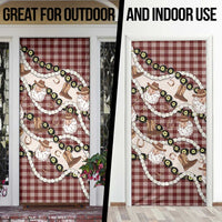 Cowboy Hawaii Mele Kalikimaka Door Cover Paniolo Kukui Nut Pikake Lei Burgundy Version LT14 - Polynesian Pride