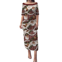 Cowboy Hawaii Mele Kalikimaka Family Matching Puletasi and Hawaiian Shirt Paniolo Kukui Nut Pikake Lei Burgundy Version LT14 Mom's Dress Burgundy - Polynesian Pride