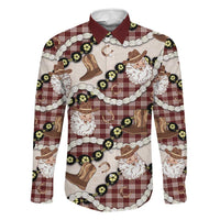 Cowboy Hawaii Mele Kalikimaka Family Matching Summer Maxi Dress and Hawaiian Shirt Paniolo Kukui Nut Pikake Lei Burgundy Version LT14 Dad's Shirt - Long Sleeve Burgundy - Polynesian Pride