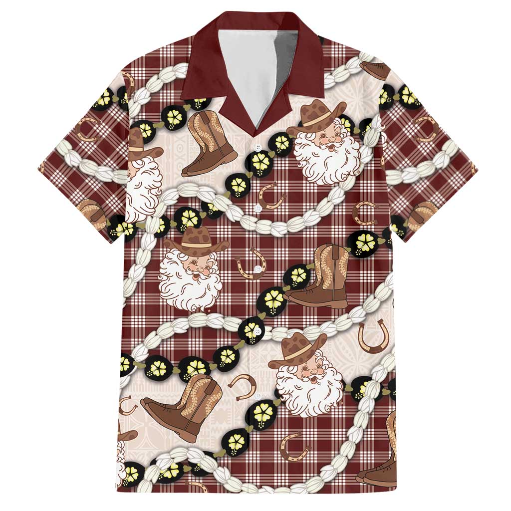 Cowboy Hawaii Mele Kalikimaka Hawaiian Shirt Paniolo Kukui Nut Pikake Lei Burgundy Version LT14 Burgundy - Polynesian Pride