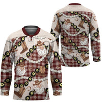 Cowboy Hawaii Mele Kalikimaka Hockey Jersey Paniolo Kukui Nut Pikake Lei Burgundy Version LT14 - Polynesian Pride