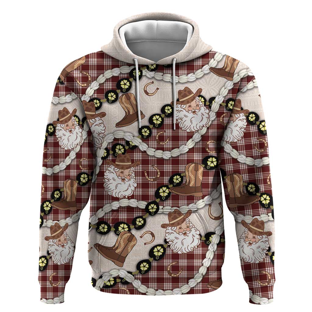Cowboy Hawaii Mele Kalikimaka Hoodie Paniolo Kukui Nut Pikake Lei Burgundy Version LT14 Pullover Hoodie Burgundy - Polynesian Pride