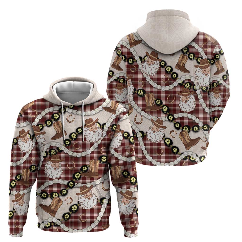 Cowboy Hawaii Mele Kalikimaka Hoodie Paniolo Kukui Nut Pikake Lei Burgundy Version LT14 - Polynesian Pride