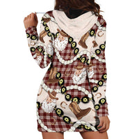 Cowboy Hawaii Mele Kalikimaka Hoodie Dress Paniolo Kukui Nut Pikake Lei Burgundy Version LT14 - Polynesian Pride