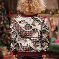 Cowboy Hawaii Mele Kalikimaka Kid Ugly Christmas Sweater Paniolo Kukui Nut Pikake Lei Burgundy Version LT14 - Polynesian Pride
