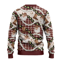 Cowboy Hawaii Mele Kalikimaka Ugly Christmas Sweater Paniolo Kukui Nut Pikake Lei Burgundy Version LT14 - Polynesian Pride