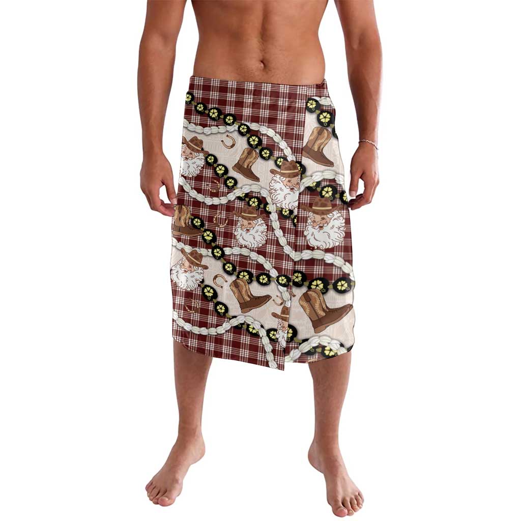 Cowboy Hawaii Mele Kalikimaka Lavalava Paniolo Kukui Nut Pikake Lei Burgundy Version LT14 Burgundy - Polynesian Pride