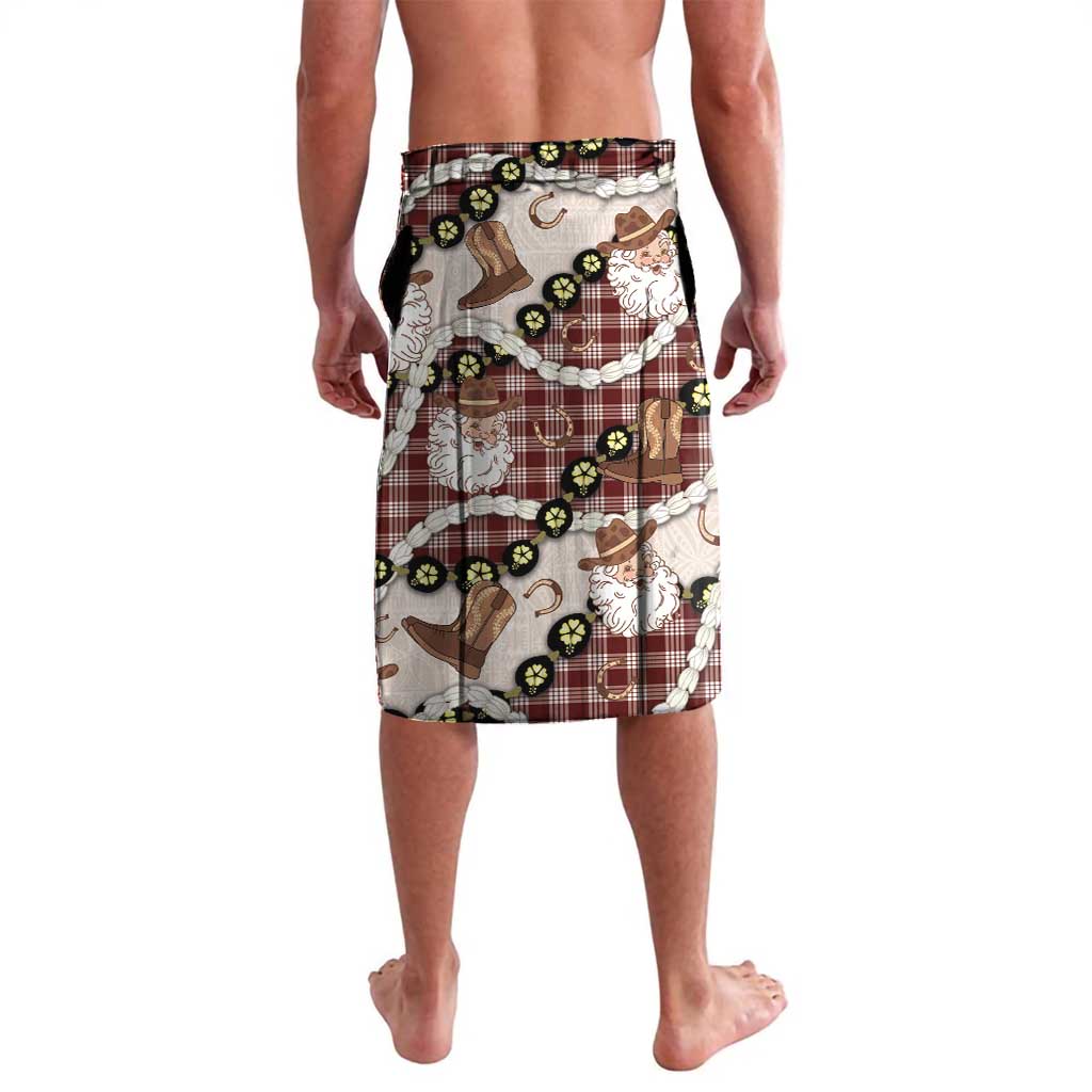 Cowboy Hawaii Mele Kalikimaka Lavalava Paniolo Kukui Nut Pikake Lei Burgundy Version LT14 - Polynesian Pride