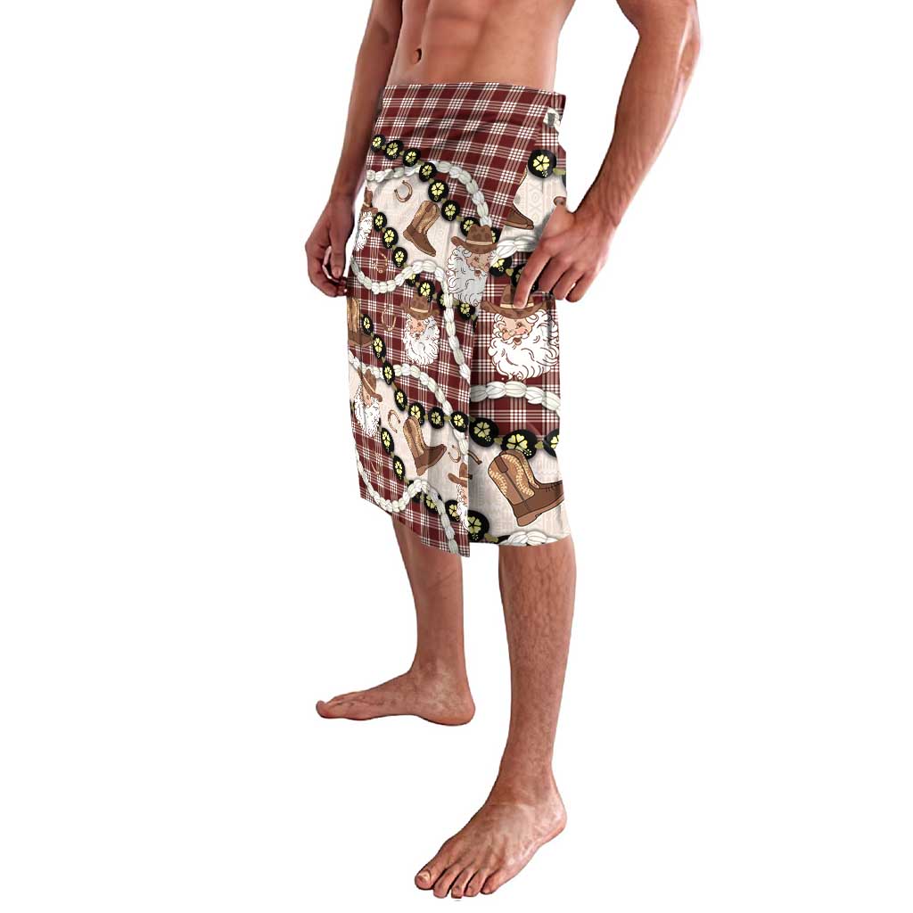 Cowboy Hawaii Mele Kalikimaka Lavalava Paniolo Kukui Nut Pikake Lei Burgundy Version LT14 - Polynesian Pride