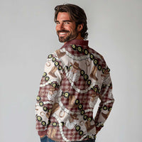 Cowboy Hawaii Mele Kalikimaka Long Sleeve Polo Shirt Paniolo Kukui Nut Pikake Lei Burgundy Version LT14 - Polynesian Pride