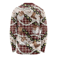 Cowboy Hawaii Mele Kalikimaka Long Sleeve Shirt Paniolo Kukui Nut Pikake Lei Burgundy Version LT14 - Polynesian Pride