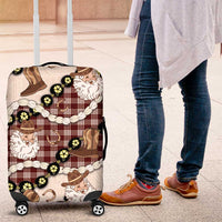 Cowboy Hawaii Mele Kalikimaka Luggage Cover Paniolo Kukui Nut Pikake Lei Burgundy Version LT14 Burgundy - Polynesian Pride
