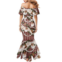 Cowboy Hawaii Mele Kalikimaka Mermaid Dress Paniolo Kukui Nut Pikake Lei Burgundy Version LT14 - Polynesian Pride