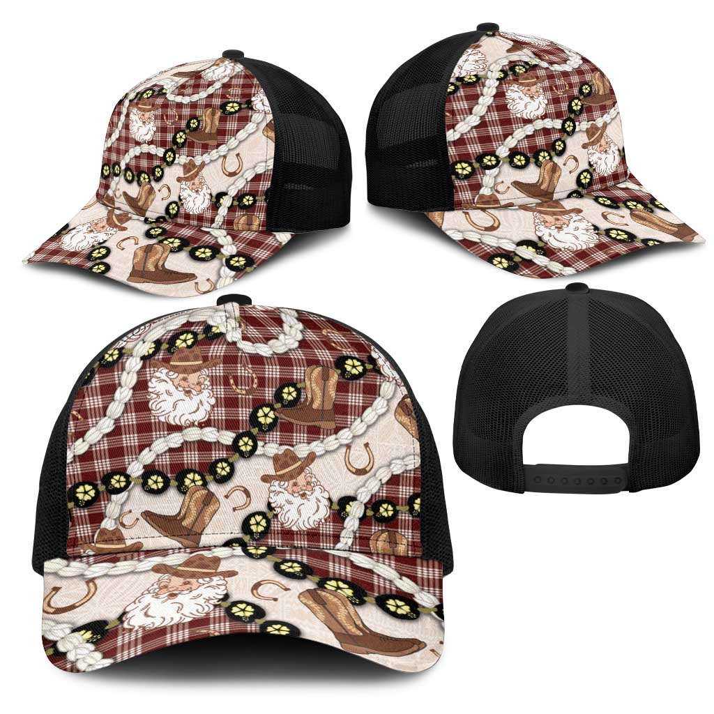 Cowboy Hawaii Mele Kalikimaka Mesh Trucker Cap Paniolo Kukui Nut Pikake Lei Burgundy Version - Polynesian Pride