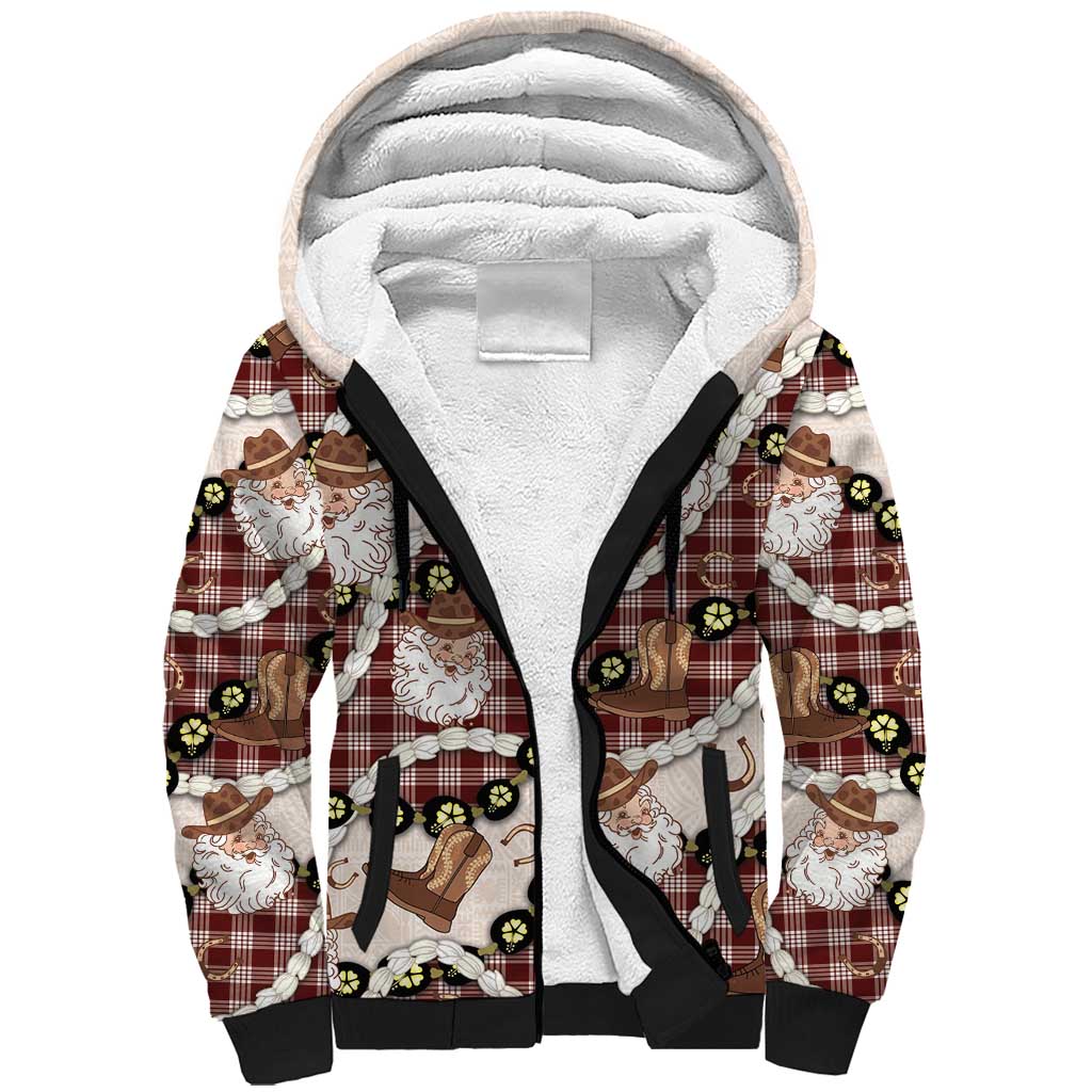 Cowboy Hawaii Mele Kalikimaka Sherpa Hoodie Paniolo Kukui Nut Pikake Lei Burgundy Version LT14 Unisex Burgundy - Polynesian Pride