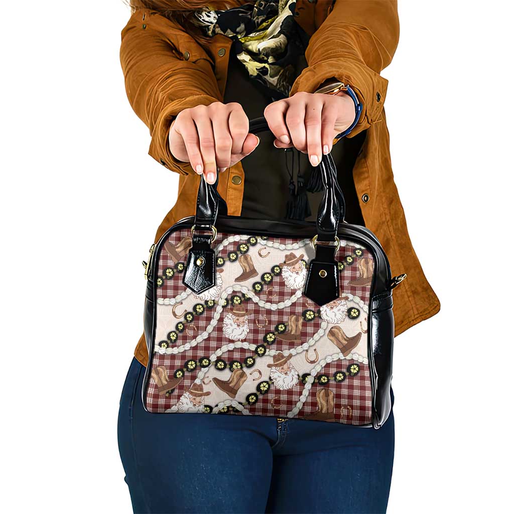 Cowboy Hawaii Mele Kalikimaka Shoulder Handbag Paniolo Kukui Nut Pikake Lei Burgundy Version - Polynesian Pride