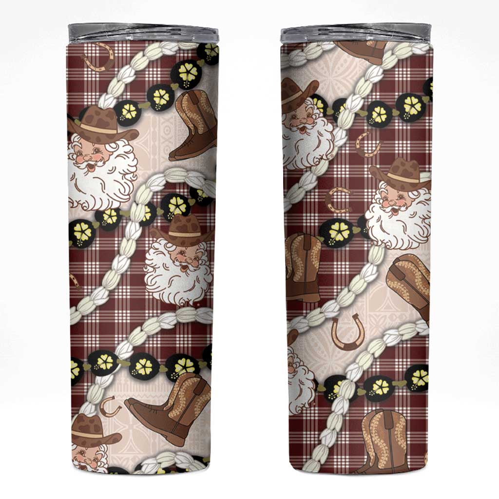 Cowboy Hawaii Mele Kalikimaka Skinny Tumbler Paniolo Kukui Nut Pikake Lei Burgundy Version LT14 Burgundy - Polynesian Pride