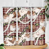 Cowboy Hawaii Mele Kalikimaka Skinny Tumbler Paniolo Kukui Nut Pikake Lei Burgundy Version LT14 - Polynesian Pride
