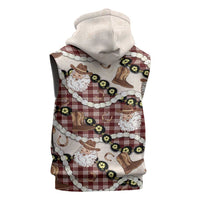 Cowboy Hawaii Mele Kalikimaka Sleeveless Hoodie Paniolo Kukui Nut Pikake Lei Burgundy Version LT14 - Polynesian Pride