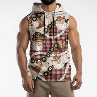 Cowboy Hawaii Mele Kalikimaka Sleeveless Hoodie Paniolo Kukui Nut Pikake Lei Burgundy Version LT14 - Polynesian Pride