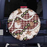 Cowboy Hawaii Mele Kalikimaka Spare Tire Cover Paniolo Kukui Nut Pikake Lei Burgundy Version LT14 No hole Burgundy - Polynesian Pride