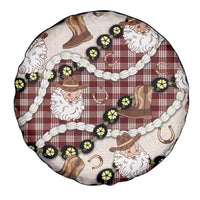 Cowboy Hawaii Mele Kalikimaka Spare Tire Cover Paniolo Kukui Nut Pikake Lei Burgundy Version LT14 - Polynesian Pride