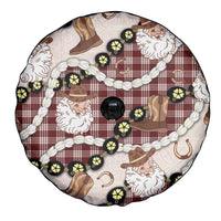 Cowboy Hawaii Mele Kalikimaka Spare Tire Cover Paniolo Kukui Nut Pikake Lei Burgundy Version LT14 - Polynesian Pride