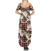 Cowboy Hawaii Mele Kalikimaka Summer Maxi Dress Paniolo Kukui Nut Pikake Lei Burgundy Version LT14 - Polynesian Pride