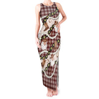 Cowboy Hawaii Mele Kalikimaka Tank Maxi Dress Paniolo Kukui Nut Pikake Lei Burgundy Version LT14 Women Burgundy - Polynesian Pride
