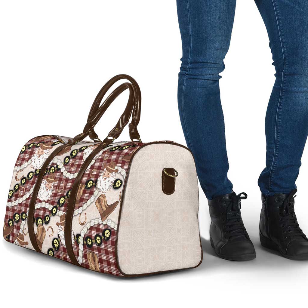 Cowboy Hawaii Mele Kalikimaka Travel Bag Paniolo Kukui Nut Pikake Lei Burgundy Version LT14 - Polynesian Pride