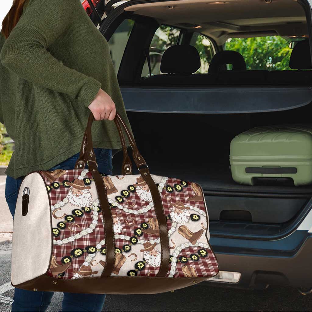 Cowboy Hawaii Mele Kalikimaka Travel Bag Paniolo Kukui Nut Pikake Lei Burgundy Version LT14 - Polynesian Pride