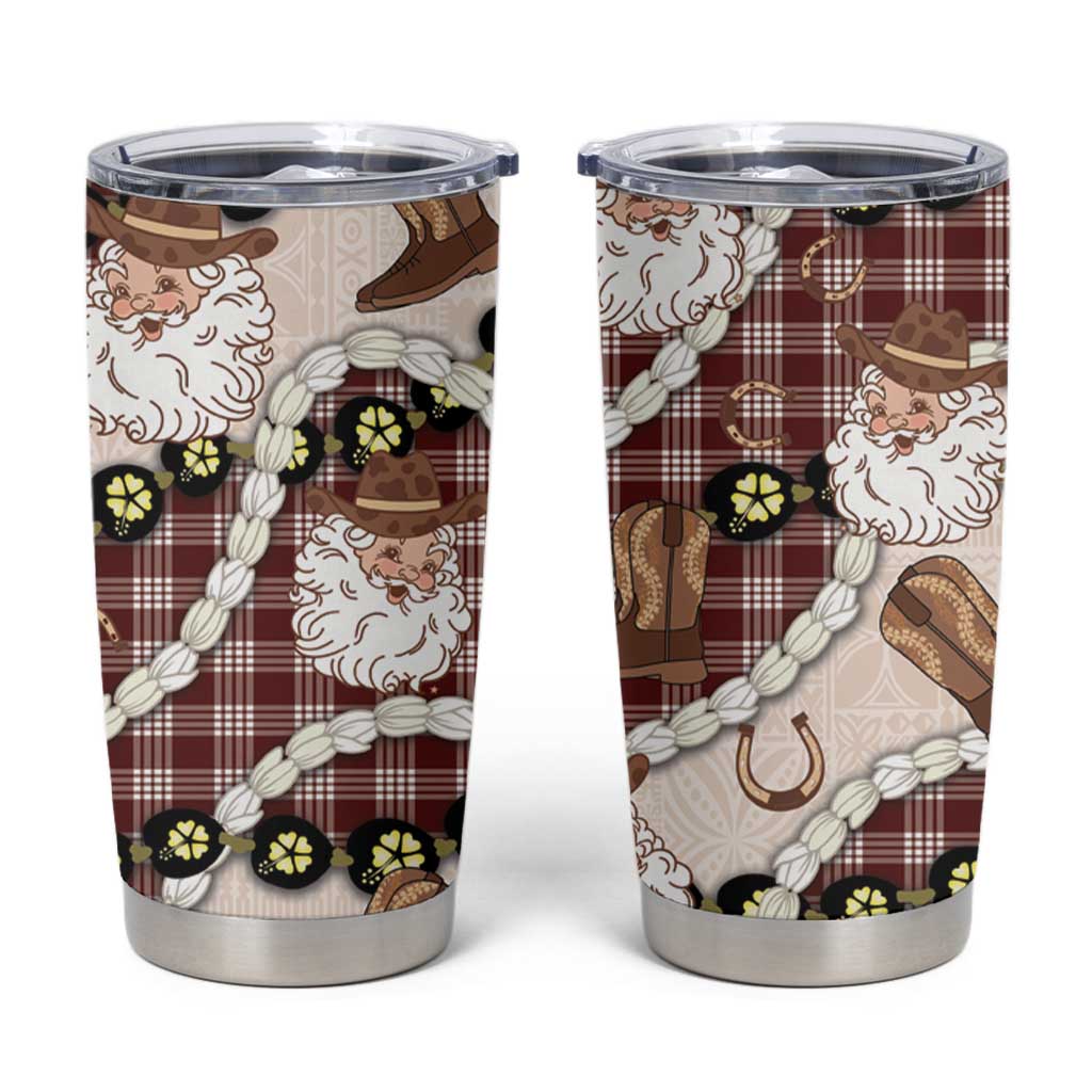 Cowboy Hawaii Mele Kalikimaka Tumbler Cup Paniolo Kukui Nut Pikake Lei Burgundy Version LT14 Burgundy - Polynesian Pride