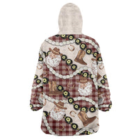 Cowboy Hawaii Mele Kalikimaka Wearable Blanket Hoodie Paniolo Kukui Nut Pikake Lei Burgundy Version LT14 - Polynesian Pride