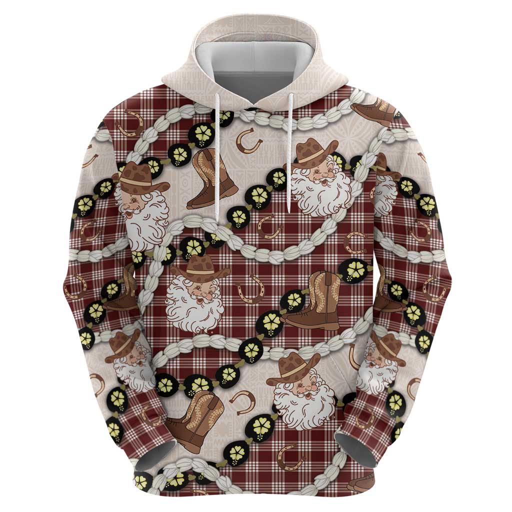 Cowboy Hawaii Mele Kalikimaka Zip Hoodie Paniolo Kukui Nut Pikake Lei Burgundy Version LT14 - Polynesian Pride