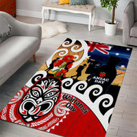 New Zealand Waitangi And ANZAC Day Area Rug Aotearoa Maori Tiki With Last Post LT14 - Polynesian Pride