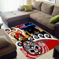 New Zealand Waitangi And ANZAC Day Area Rug Aotearoa Maori Tiki With Last Post LT14 - Polynesian Pride
