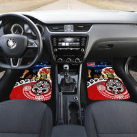 New Zealand Waitangi And ANZAC Day Car Mats Aotearoa Maori Tiki With Last Post LT14 Set 2pcs - Front Black - Polynesian Pride