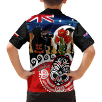 New Zealand Waitangi And ANZAC Day Family Matching Off Shoulder Maxi Dress and Hawaiian Shirt Aotearoa Maori Tiki With Last Post LT14 - Polynesian Pride